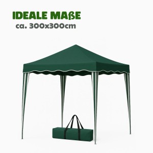 Grüner Bestlivings Faltpavillon 3x3 m mit Tragetasche. Ideal für Garten, Camping und Events.