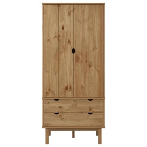 vidaXL Kleiderschrank OTTA aus Kiefernholz, 76,5x53x172 cm, mit 2 Schubladen und großem Fach.