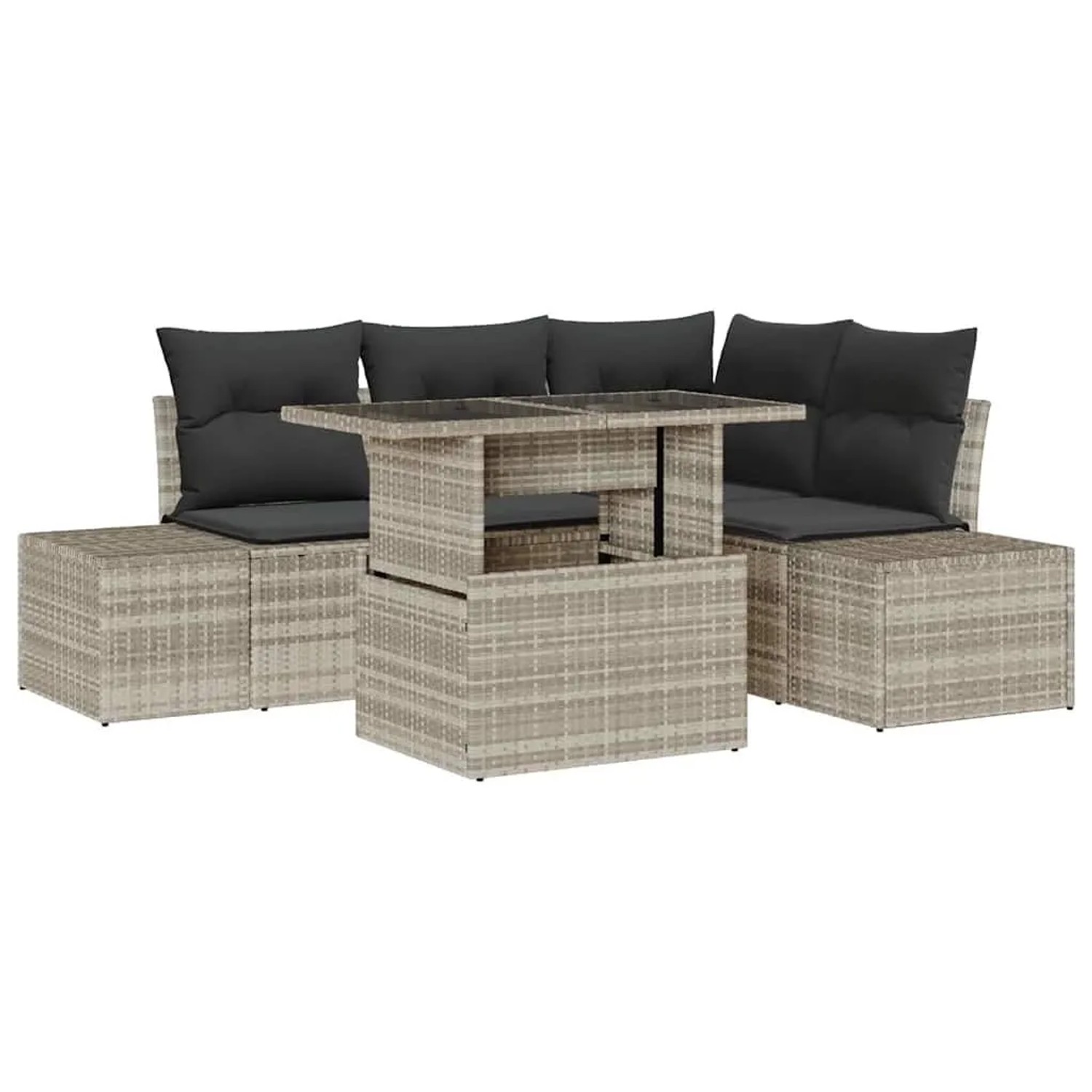 vidaXL Gartensofa-set mit Kissen 5-Tlg Hellgrau Poly-Rattan 3349178 günstig online kaufen