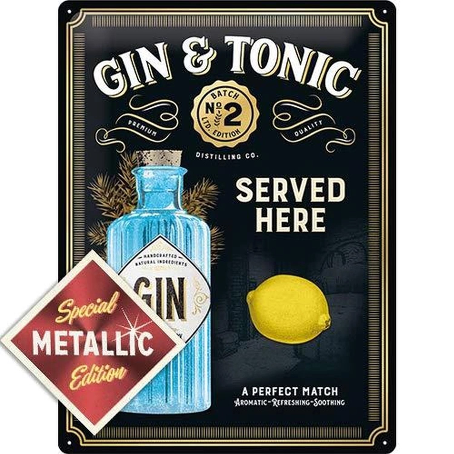 Nostalgic-Art Blechschild Metallschild 30x40cm - Gin Tonic Served Here günstig online kaufen