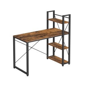 Vasagle Schreibtisch mit Regalböden, braun-schwarz, 120x60cm. Computertisch im Industrie-Design.