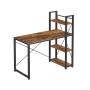 Vasagle Schreibtisch mit Regalböden, braun-schwarz, 120x60cm. Computertisch im Industrie-Design.