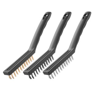 STAHLWERK Drahtbürsten Set, 3-teilig: Stahl-, Messing- und Nylonbürste für Werkzeug-Sets.