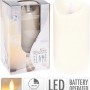 Elfenbeinfarbene LED-Kerze mit Timer und schwingender Flamme, 15 cm hoch.