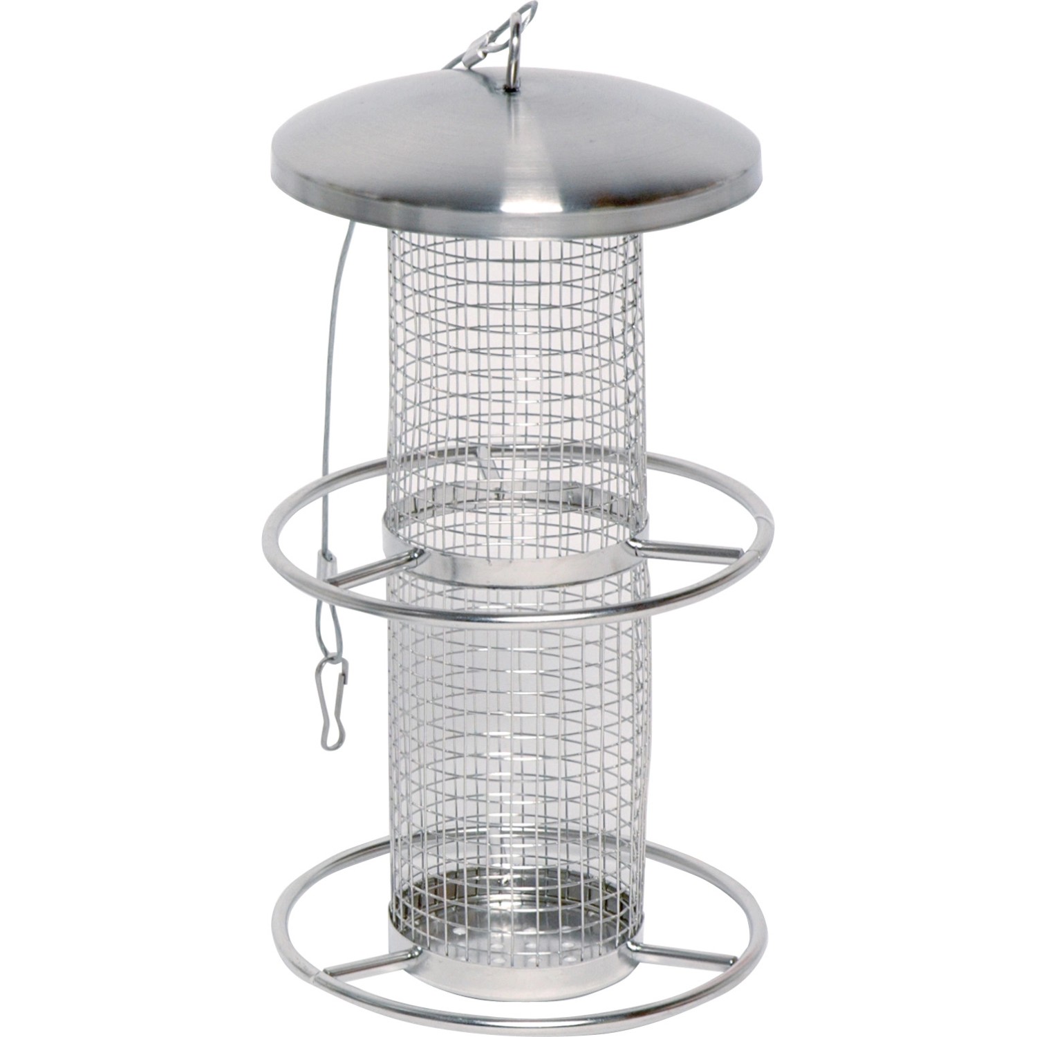 Dobar Futterspender mit Gitterröhre 14 cm x 14 cm x 26 cm Silber