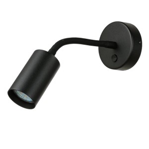 Schwarze EASYLIGHT Wandlampe mit Flexarm, ideal als Leselampe.