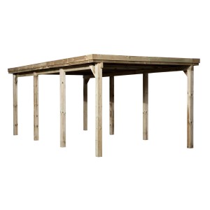 Weka Flachdach-Carport 617 Gr.2 mit PVC-Dach, Holzkonstruktion für 1 Auto.