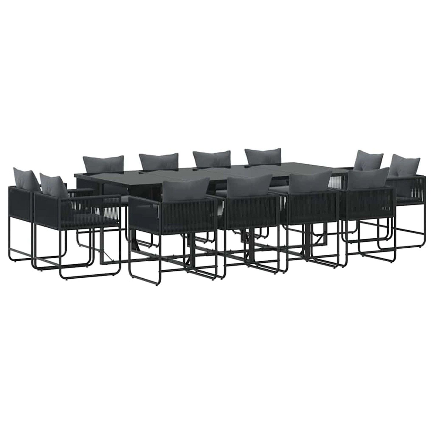 vidaXL Garten Essgruppe 13-Tlg Schwarz Stahl 3335885 günstig online kaufen