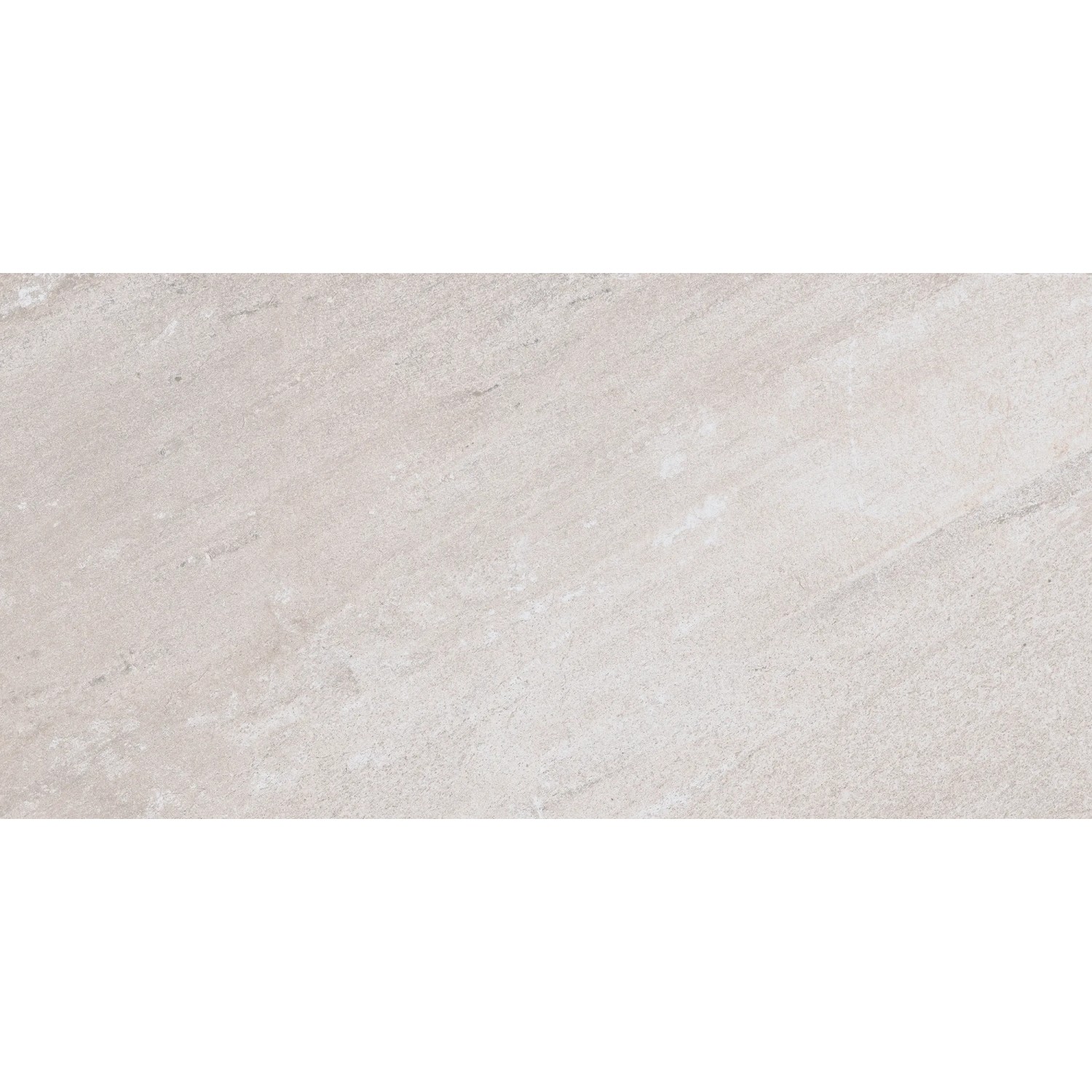 Feinsteinzeug Bodenfliese Olympus in Weiß, 59,7x29,7 cm, matte Steinoptik für Innen- und Außenbereich.