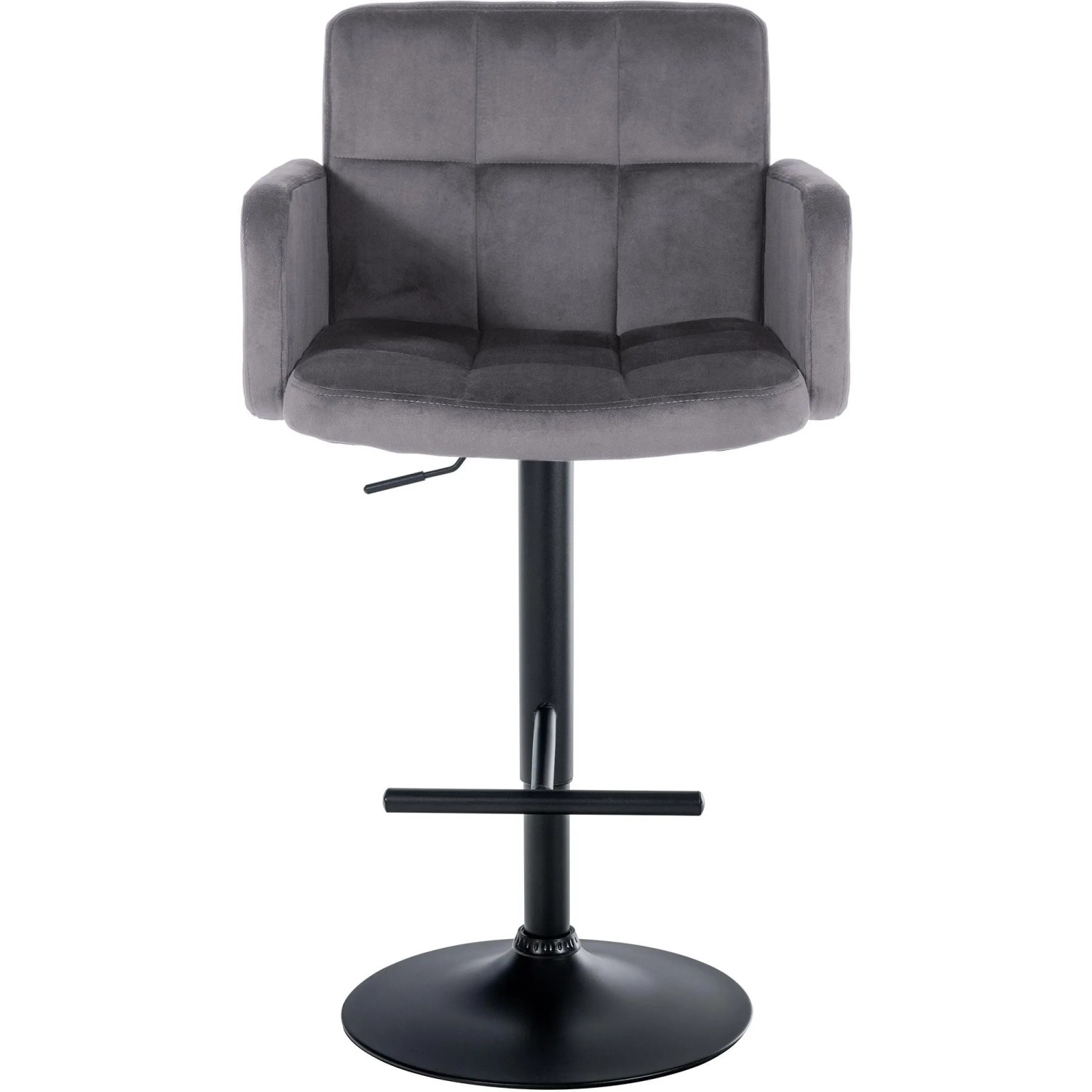 DELUKE 2er Set Barhocker SUTUN Samt Dunkelgrau 60x56x93cm Schwarz Barstuhl Höhenverstellbar Mit Lehne Drehbar Tresenhocker Tresenstuhl