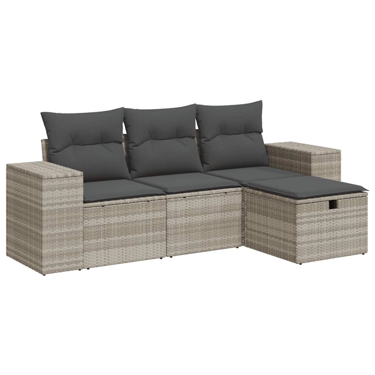 vidaXL 4-Tlg Garten-Sofagarnitur mit Kissen Hellgrau Poly Rattan 3325658 günstig online kaufen