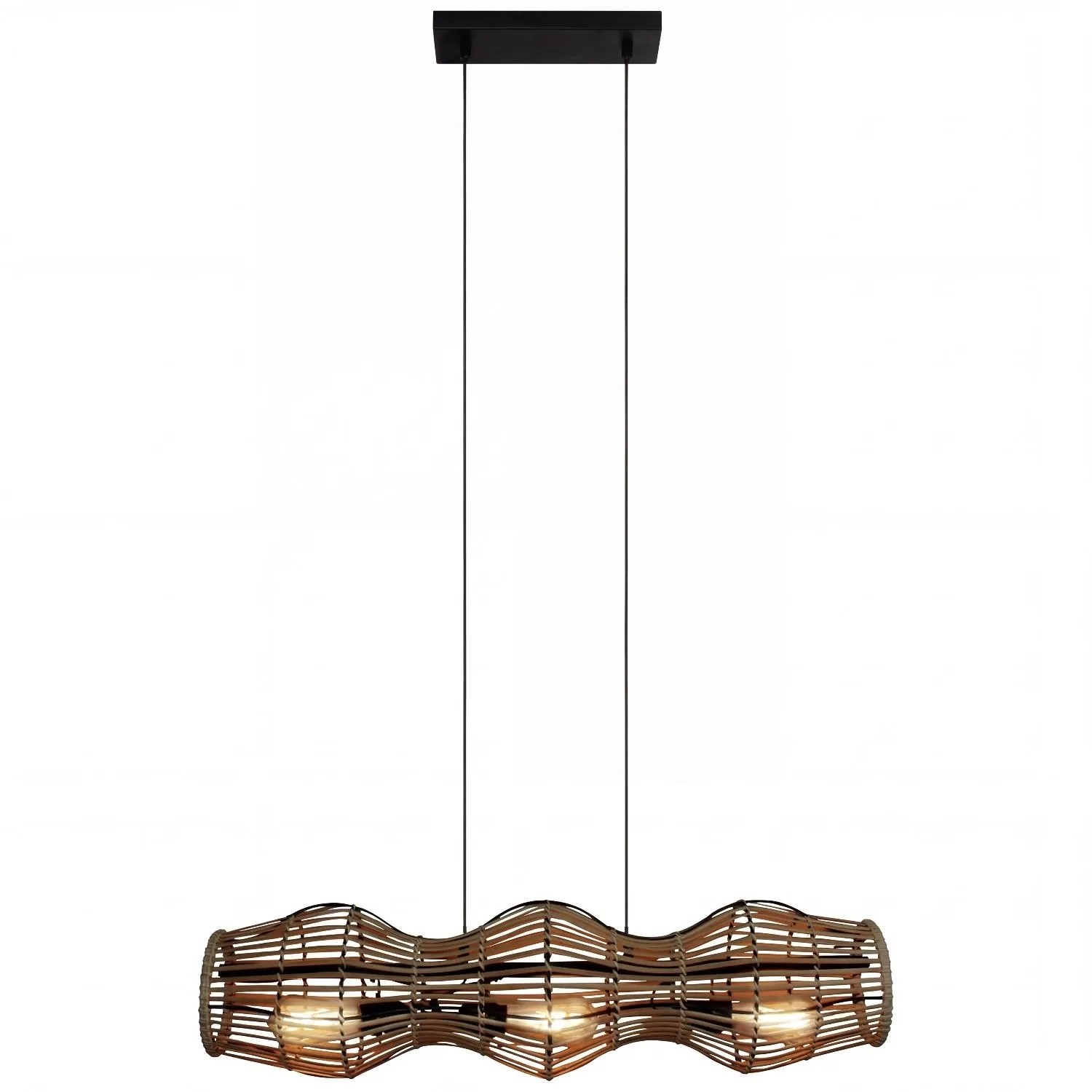 Licht-Erlebnisse Pendelleuchte Esstisch 80 CM Breit Bambus Korb 4X E27