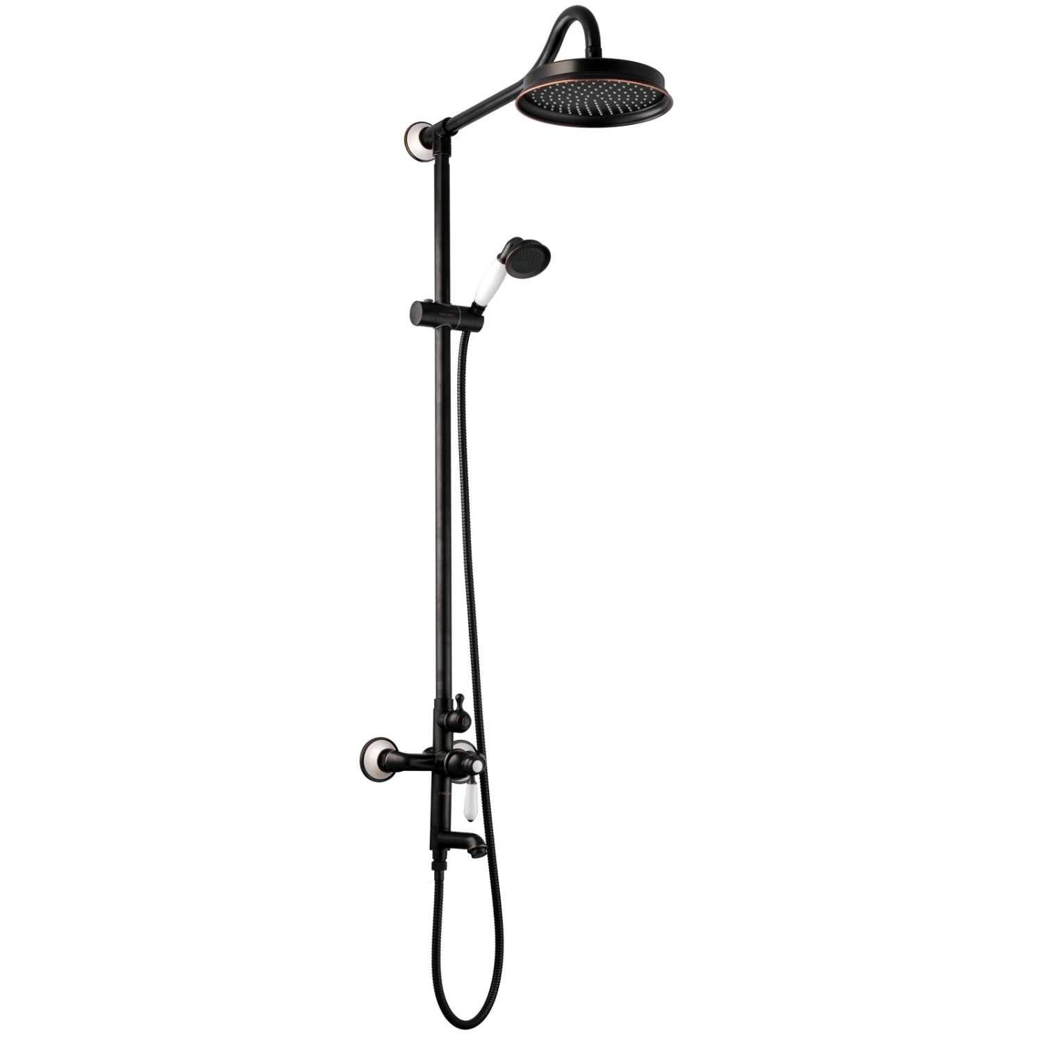 PaulGurkes Duschsystem Nostalgie Schwarz Regendusche Set