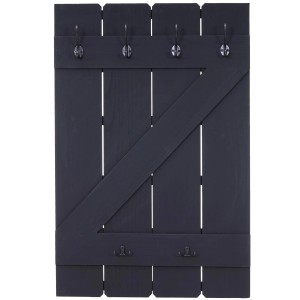 Dunkelgraue MCW Wandgarderobe im Shabby-Look mit 6 Haken und 12 Aufhängemöglichkeiten.