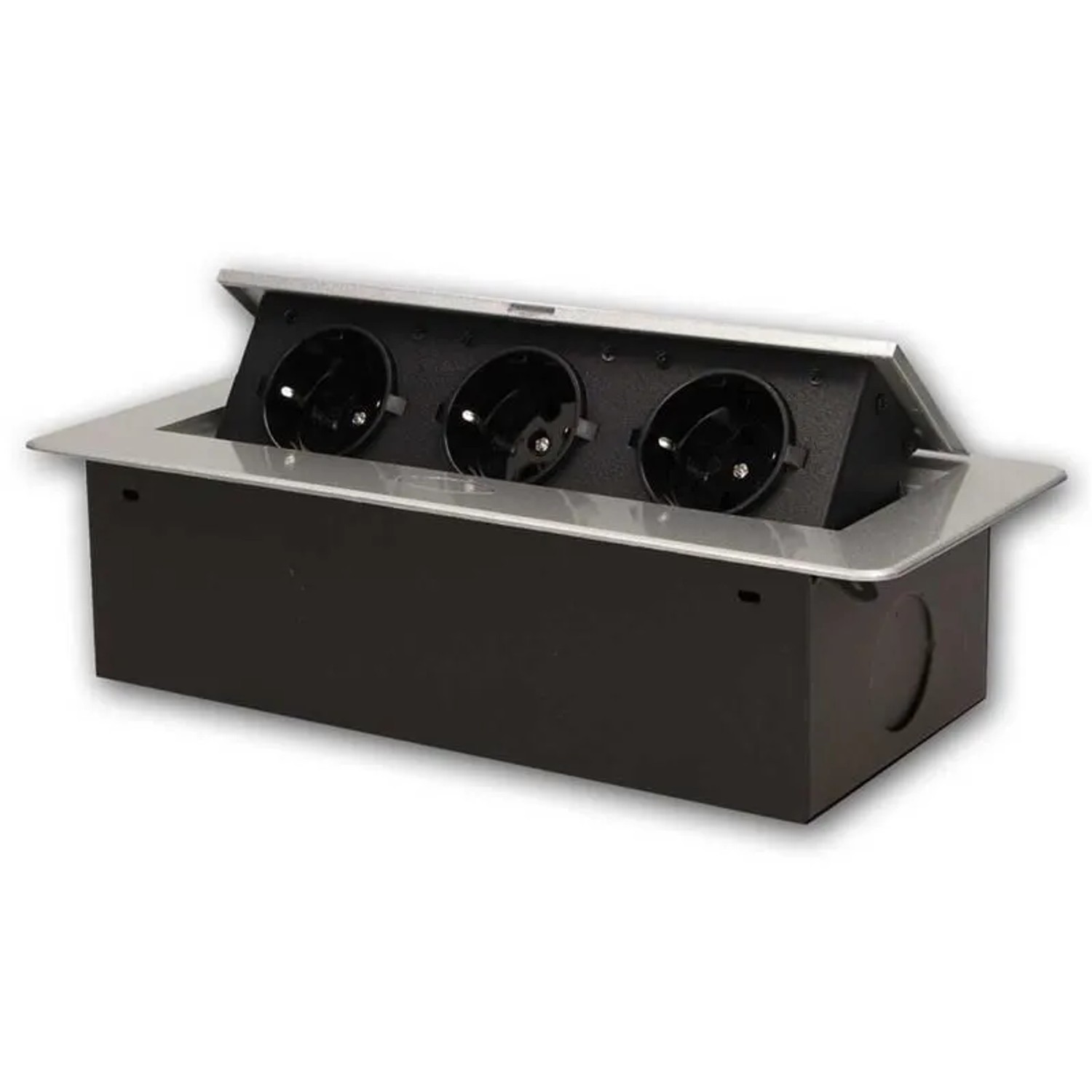 world-trading-net Tisch-Einbausteckdose 3-fach Silber 230V 2500W