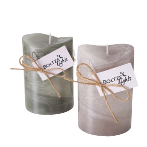 Boltze Home Stumpenkerzen Gradienta in Grün und Beige, Ø 7x10 cm, Deko-Highlight für Innenräume.
