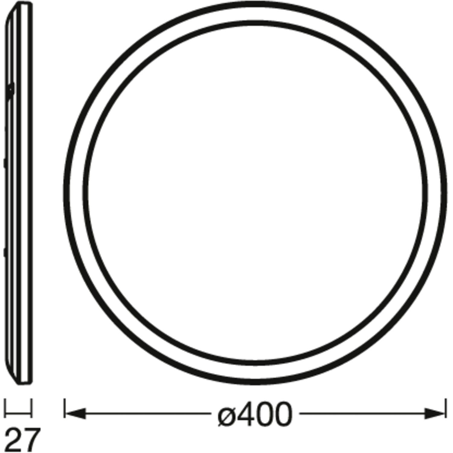 Ledvance Smart+ LED-Deckenleuchte Orbis Ultra Slim, Rücklicht, schwarz, Ø 40 cm, Schemazeichnung.