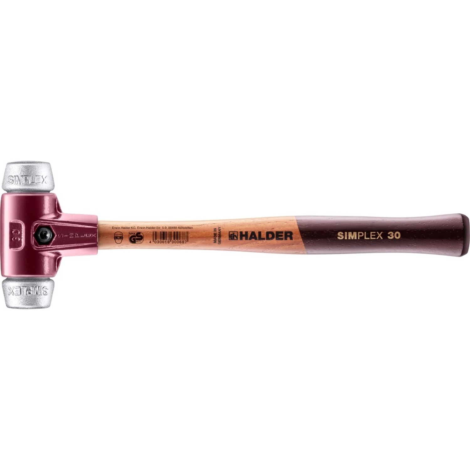 Halder Simplex Schonhammer Ø 30 mm Weichmetall mit Tempergussgehäuse günstig online kaufen