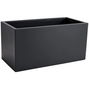 Anthrazitfarbener Vivanno Pflanzkübel Maxi, 60x30x30 cm, aus Fiberglas für Garten und Terrasse.