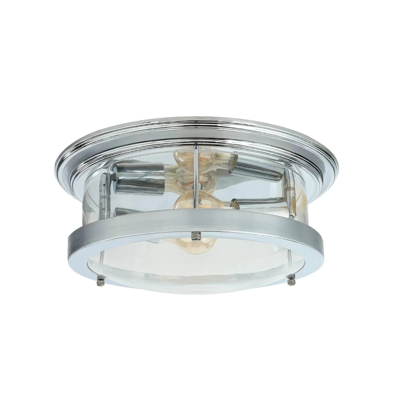 EASYLIGHT Badezimmerlampe Metall Glas Ø 40 cm Rund IP44 Chrom 2x E27