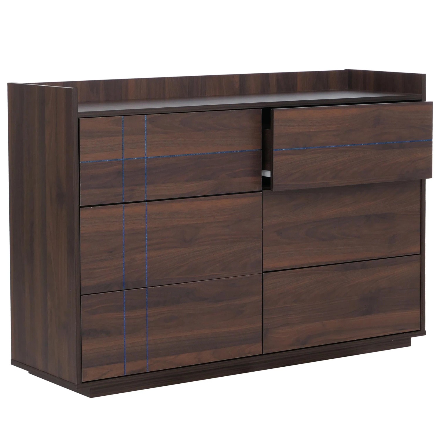 MCW Kommode P44 6 Schubladen Push-to-open MDF 83x120x40cm Walnuss-Optik