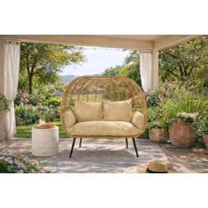 Kobolo Loungesessel SERENA Metall Zweisitzer mit Metallgestell und Kissen