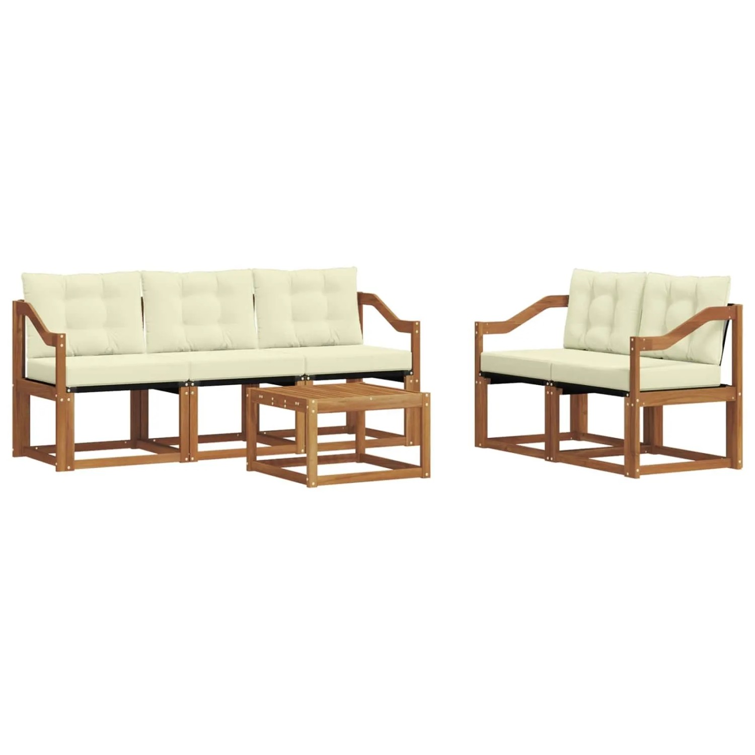 vidaXL Outdoor-Sofagarnitur mit Kissen 6-Tlg Natur und Creme 3368409