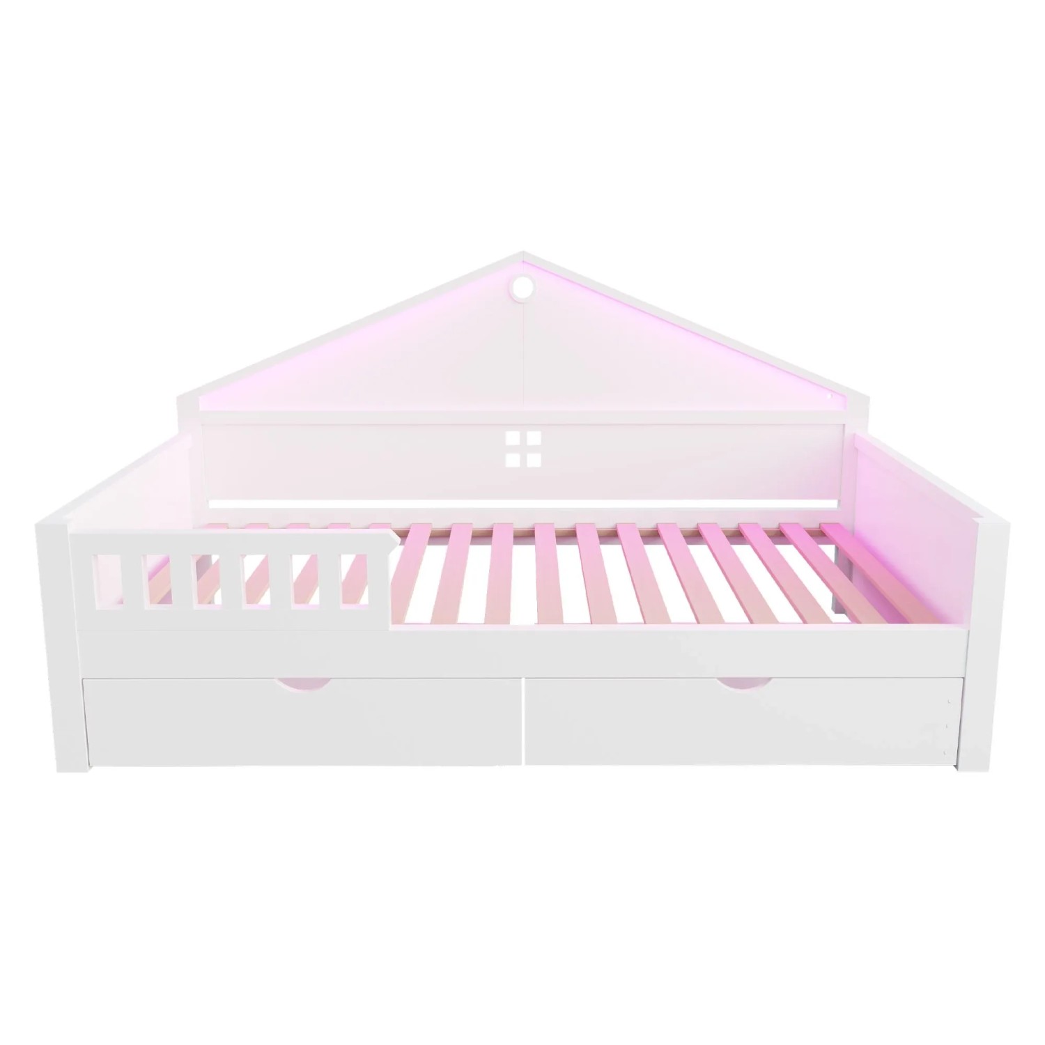 Merax Kinderbett 90x200cm LED Schubladen Lattenrost Weiß
