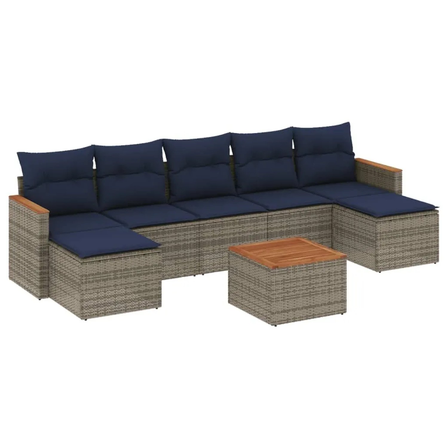 vidaXL 8-Tlg Gartensofa-Set mit Kissen Grau Polyrattan 3226243 günstig online kaufen