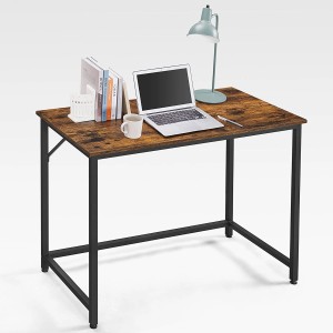 Vasagle Computertisch, 100x50 cm, braun-schwarz, mit Laptop, Lampe und Büromaterial