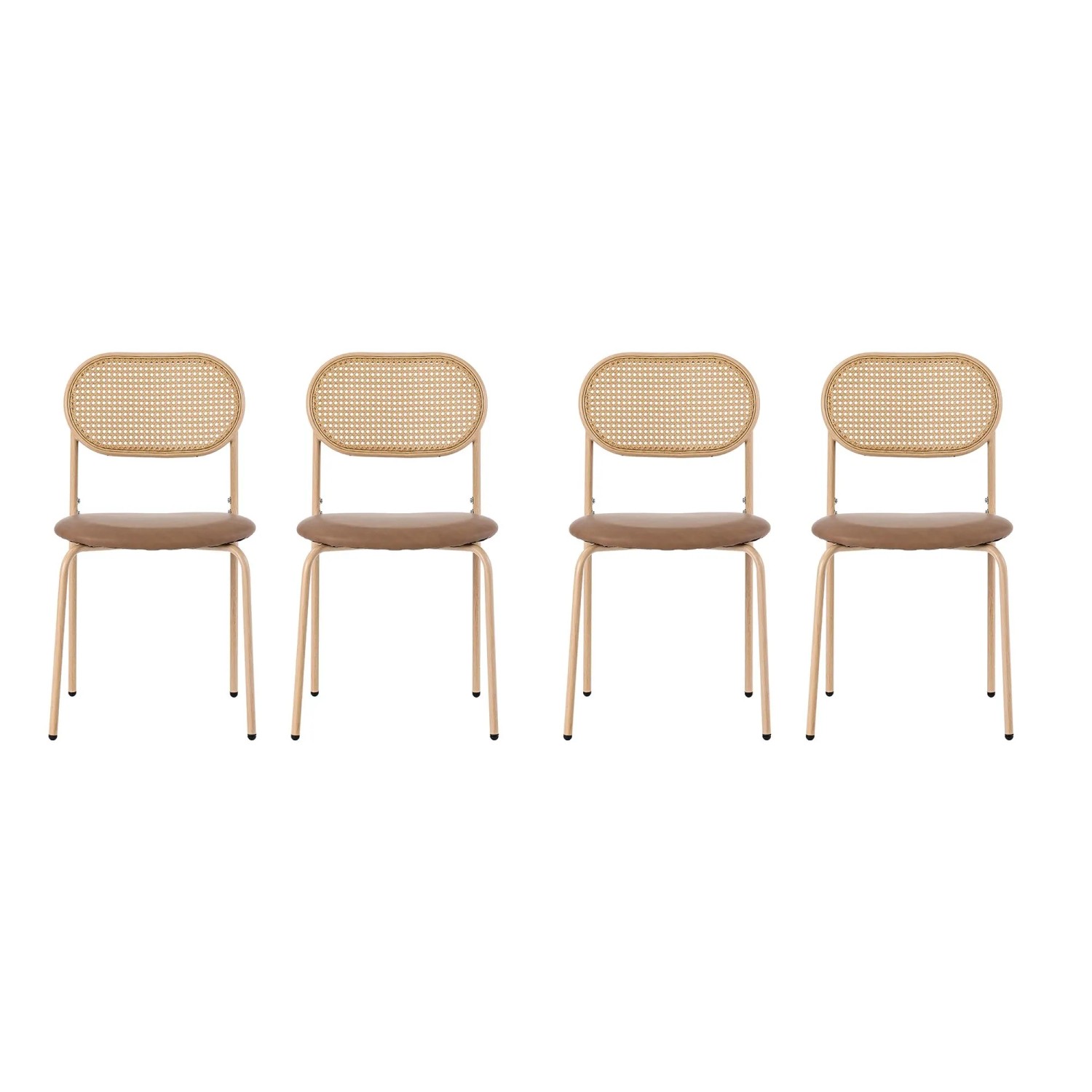 Merax Esszimmerstuhl 4er Set Rattan Optik mit Metallbeinen Braun
