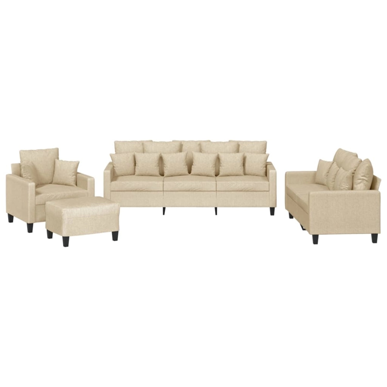 vidaXL 4-Tlg Sofagarnitur mit Kissen Creme Stoff 3201642 günstig online kaufen