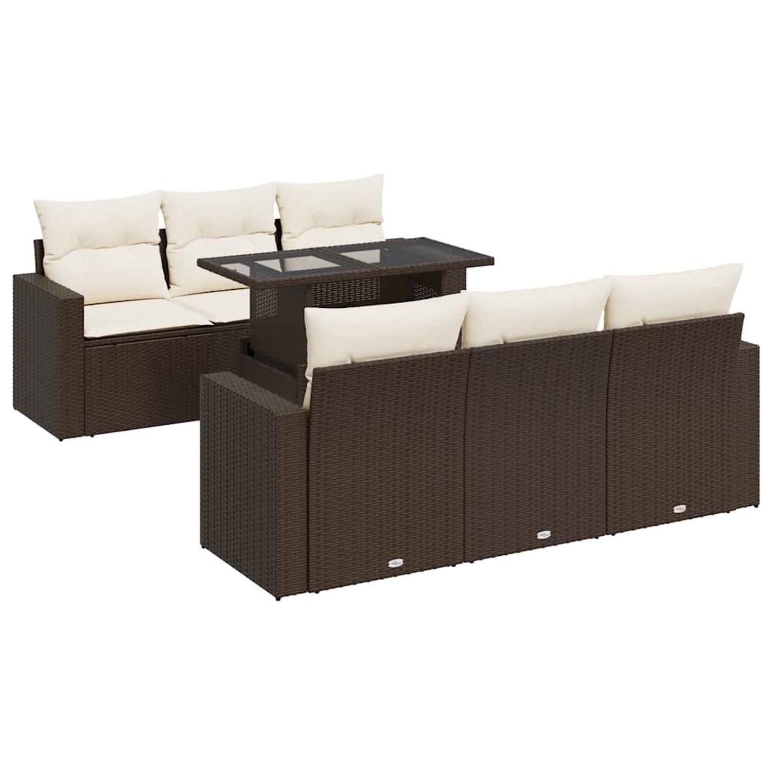vidaXL 7-Tlg Garten-Sofagarnitur mit Kissen Braun Poly Rattan 3326264 günstig online kaufen