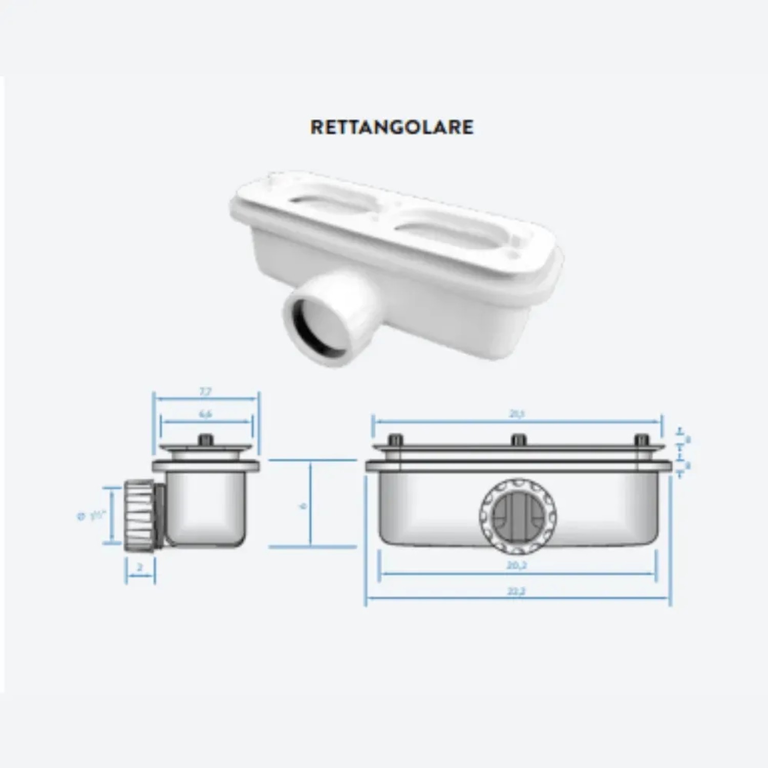 Skizze der Frascio New Tecnology Duschwanne 170x70 cm, beige, mit Maßangaben.