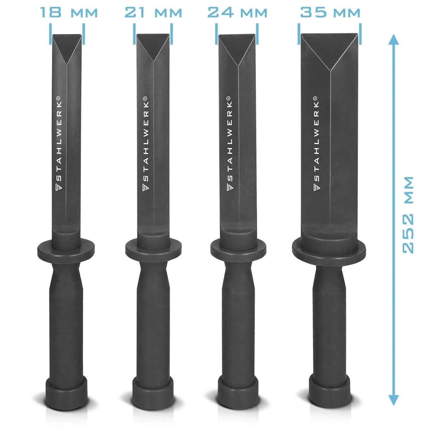 STAHLWERK Kunststoffschaber-Set, 4-teilig (18-35mm), für Lackreparatur und Karosseriearbeiten.