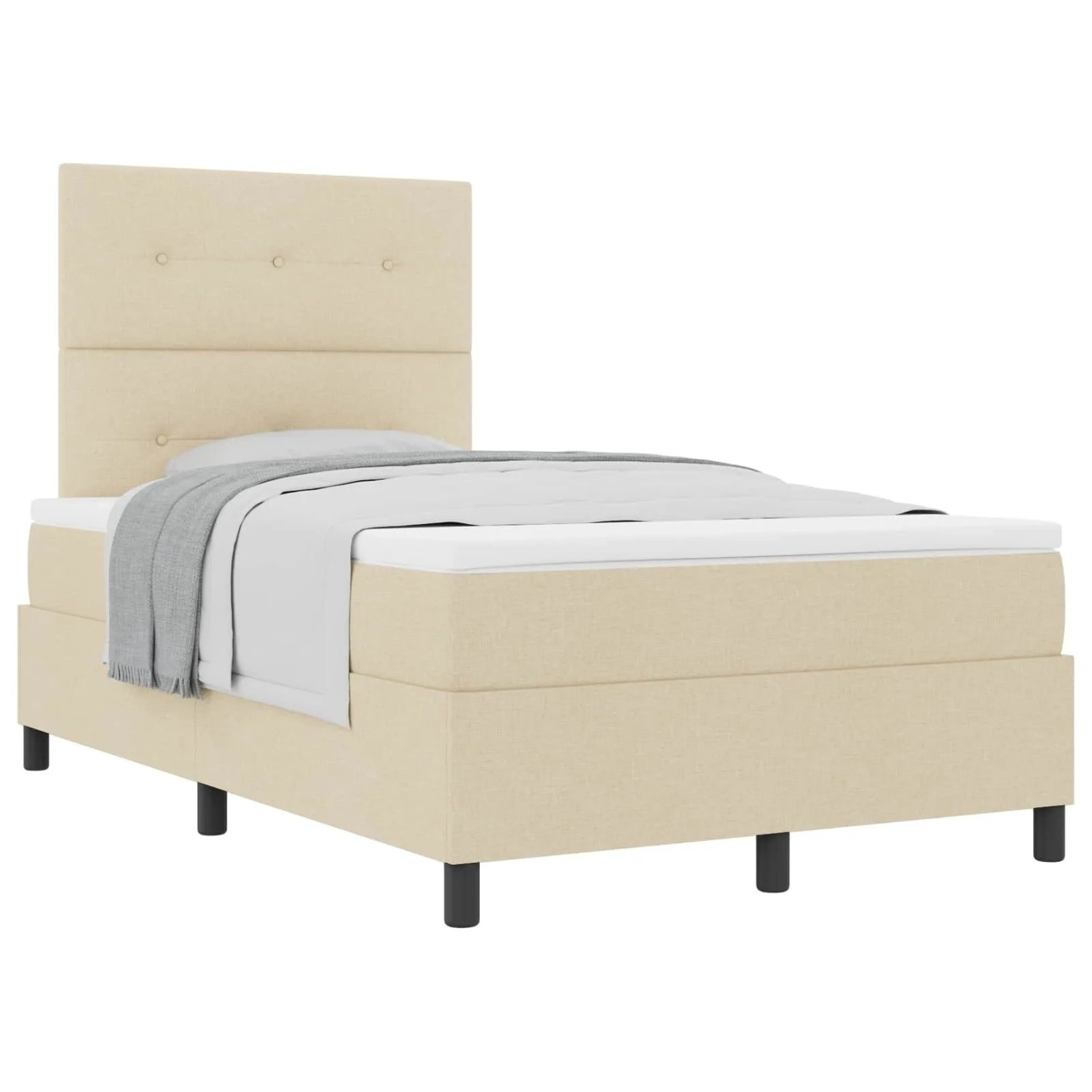 vidaXL Boxspringbett mit Matratze Creme 120 x 190 cm Stoff 3339376
