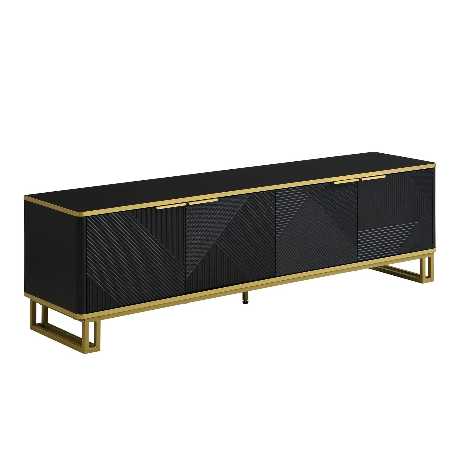 okwish TV-Schrank mit Stauraum Metallbeinen Wohnzimmer 160x37.5x48cm Schwarz
