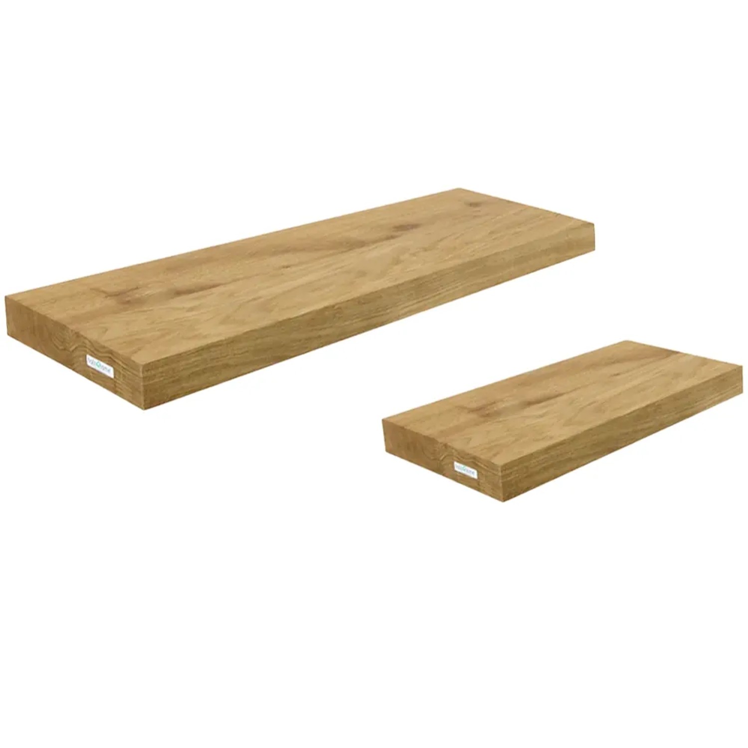 DELUKE 2er Set Wandregal Holz HYDI Eichenholz Massiv Bücherregal Schwebendes Regal Hängeregal