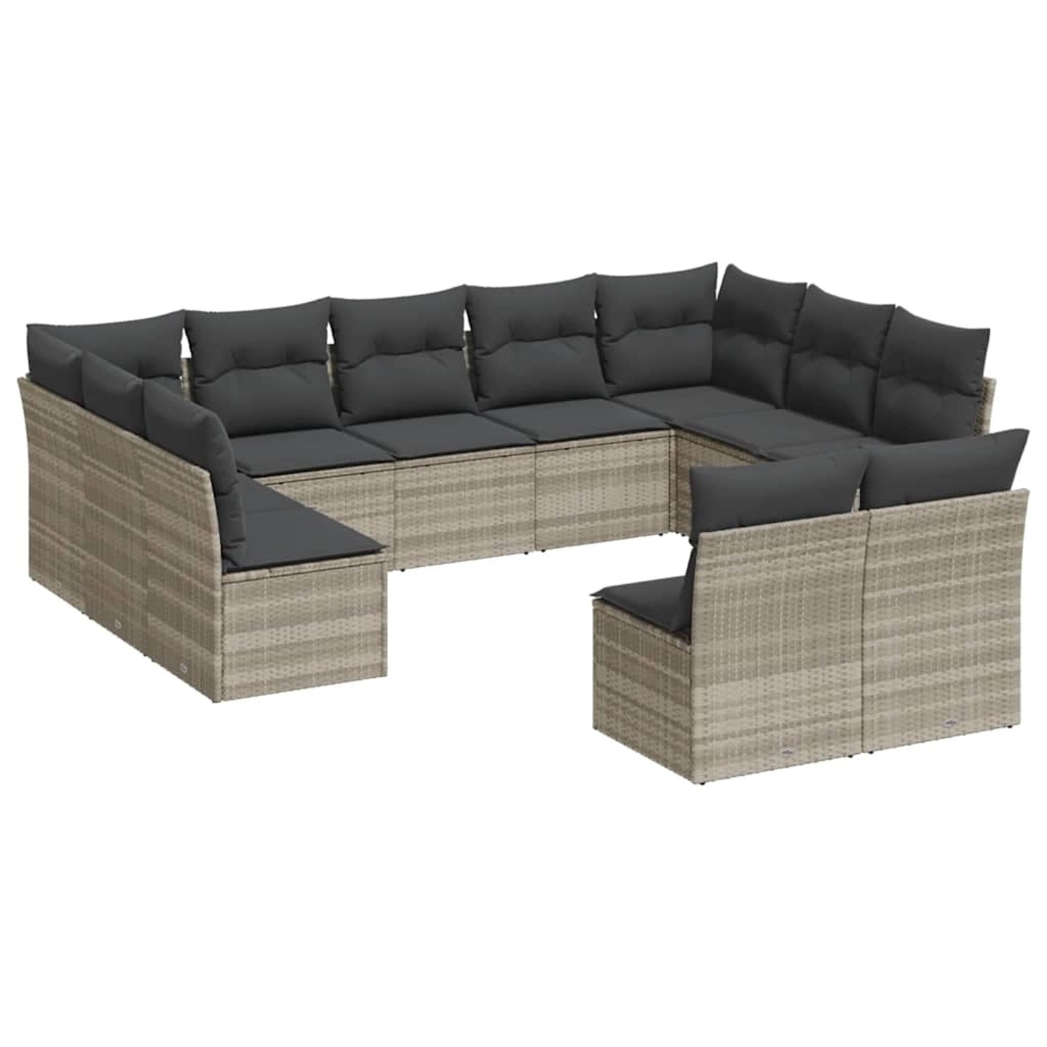 vidaXL 11-Tlg Garten-Sofagarnitur mit Kissen Hellgrau Poly Rattan 3250191 günstig online kaufen