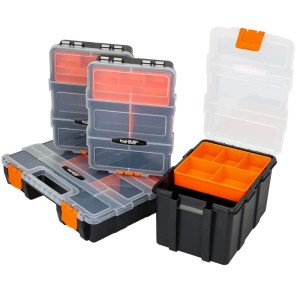 HMF STK301-18 Sortierbox 4-Teilig Leer Sortimentskasten Für Werkzeug Und Kleinteile Zur Ordnung Und Aufbewahrung