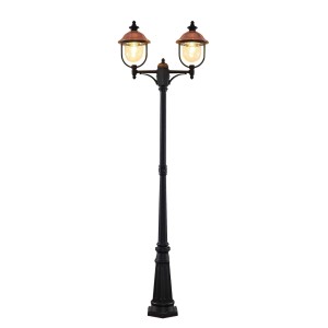 Lindby Mastleuchte Außen Clint 9630103 Spritzwassergeschützt Retro Vintage Antik in Kupfer aus Aluminium 2-flammig E27