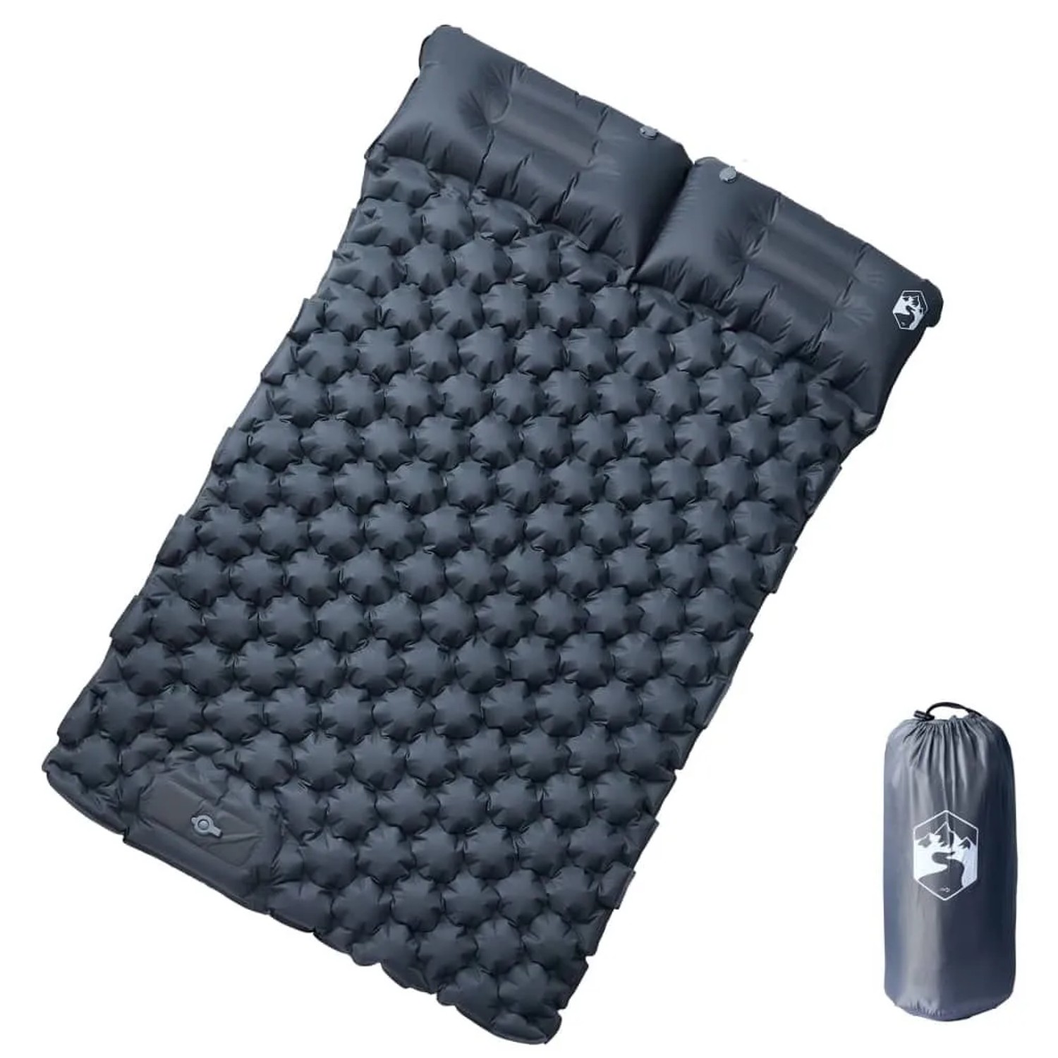 vidaXL Doppel-Isomatte mit Kissen Selbstaufblasend Grau 4007099