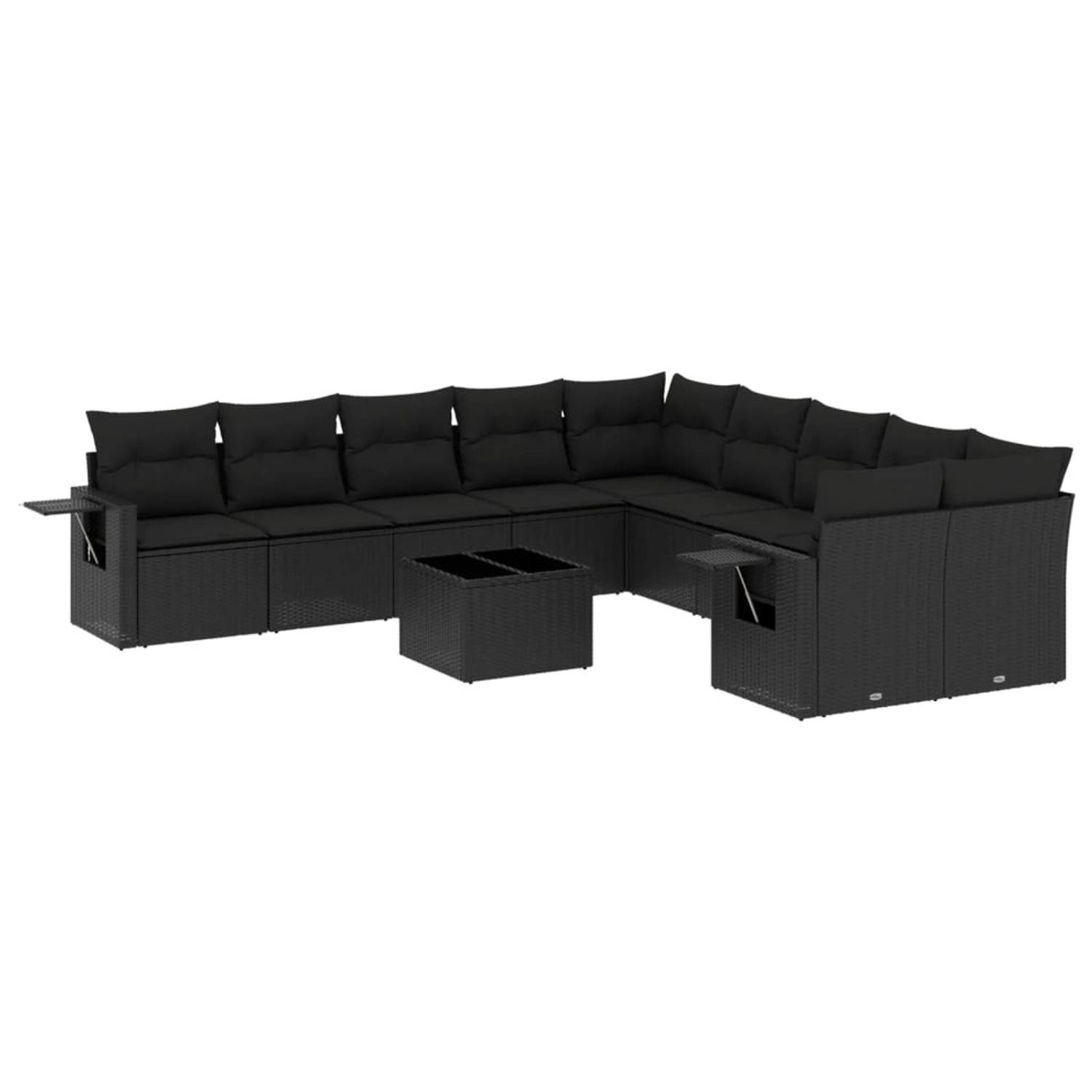 vidaXL 11-Tlg Garten-Sofagarnitur mit Kissen Schwarz Poly Rattan 3253052 günstig online kaufen