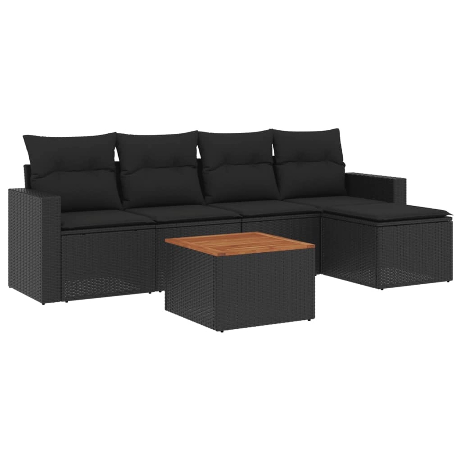 vidaXL 6-Tlg Garten-Sofagarnitur mit Kissen Schwarz Poly Rattan 3256426 günstig online kaufen