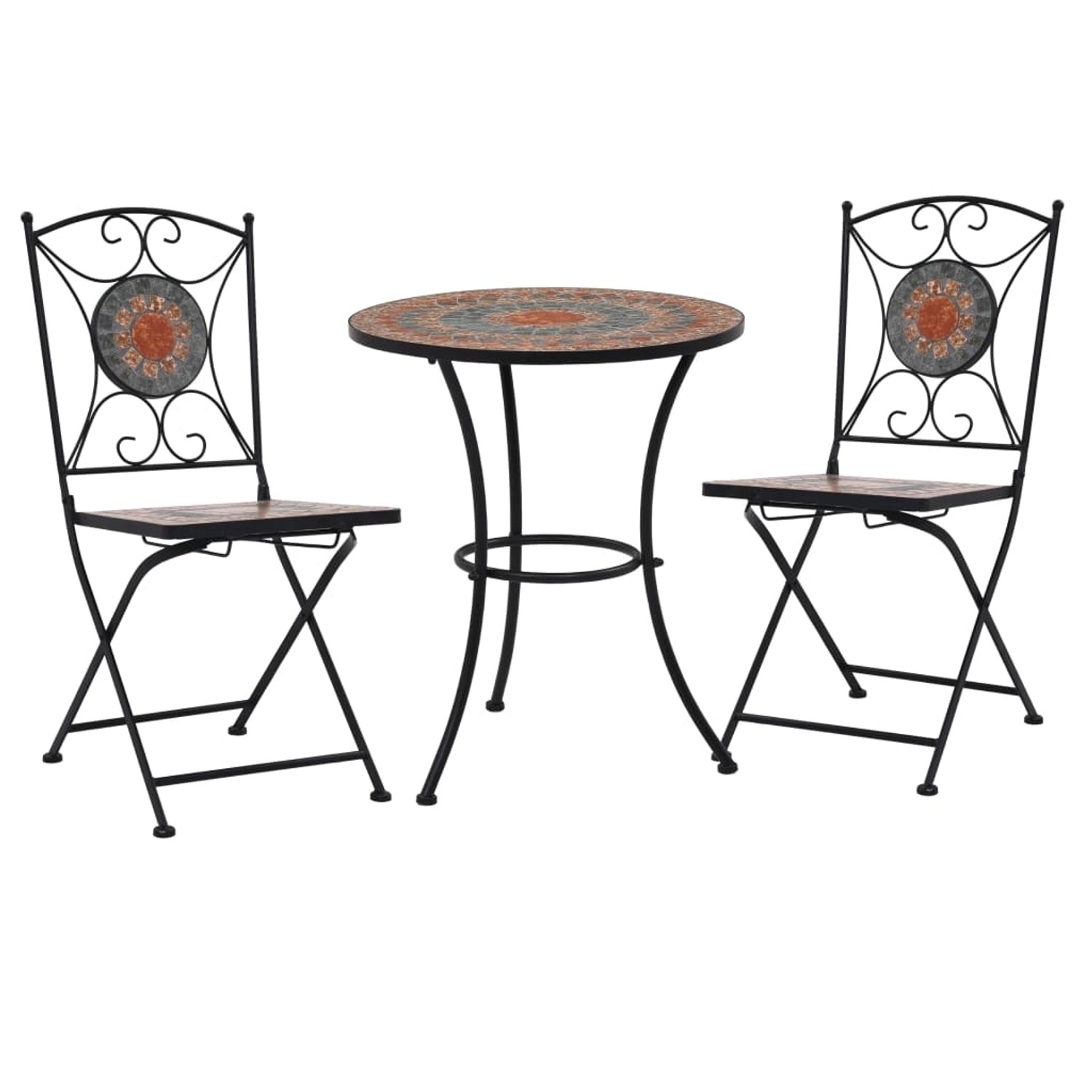 vidaXL 3-Tlg Bistro-Set Mosaik Keramik Orange Grau 279691