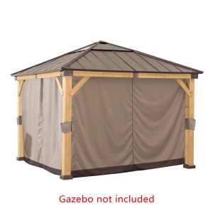 Khaki-Vorhänge für Sunjoy Zedernholz Pavillon, 336x336 cm. Sichtschutz und Wetterschutz für Ihren Pavillon.