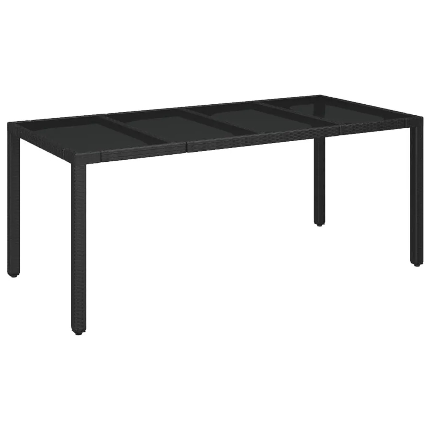 Furnicato Gartentisch Mit Glasplatte Schwarz 190x90x75 Cm Poly Rattan
