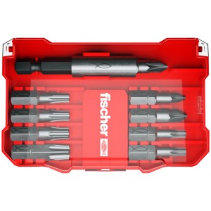 Fischer Bit-Set Profi PowerFast II, 10-teilig, in roter Aufbewahrungsbox.