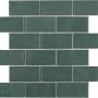 Mosaikmatte Castello Brick, dunkelgrüne Keramikfliesen in Backsteinoptik.
