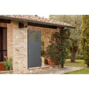 Eleo Sichtschutz Rienza aus Metall in Anthrazit mit Rautenmuster für den Garten.